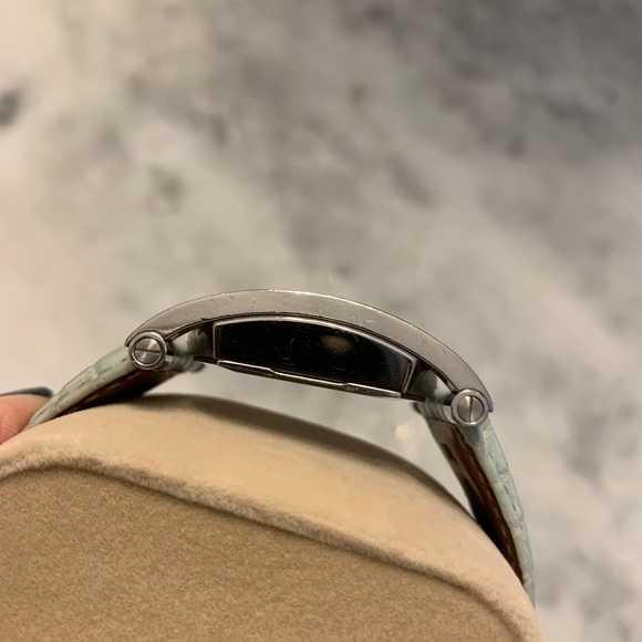 Bvlgari Womens Assioma SS Mother of Pearl Lt Blue leather with pave diamonds - Picture 6 of 10